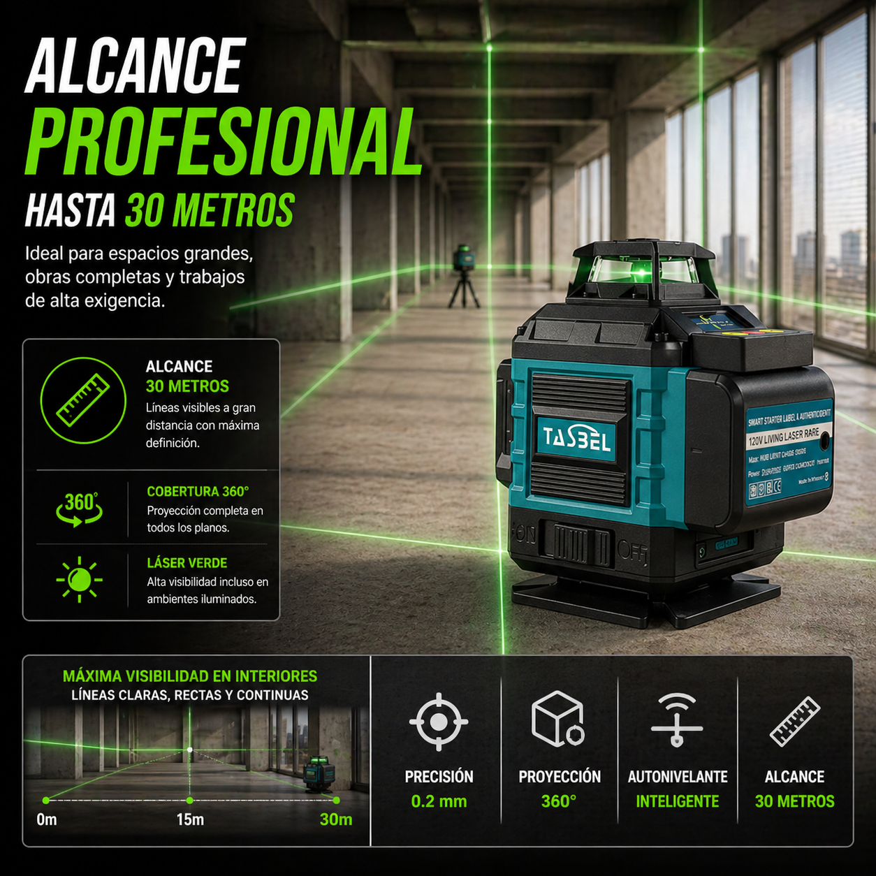 Nivel Laser 16 Lineas Autonivelante TB Con Accesorios
