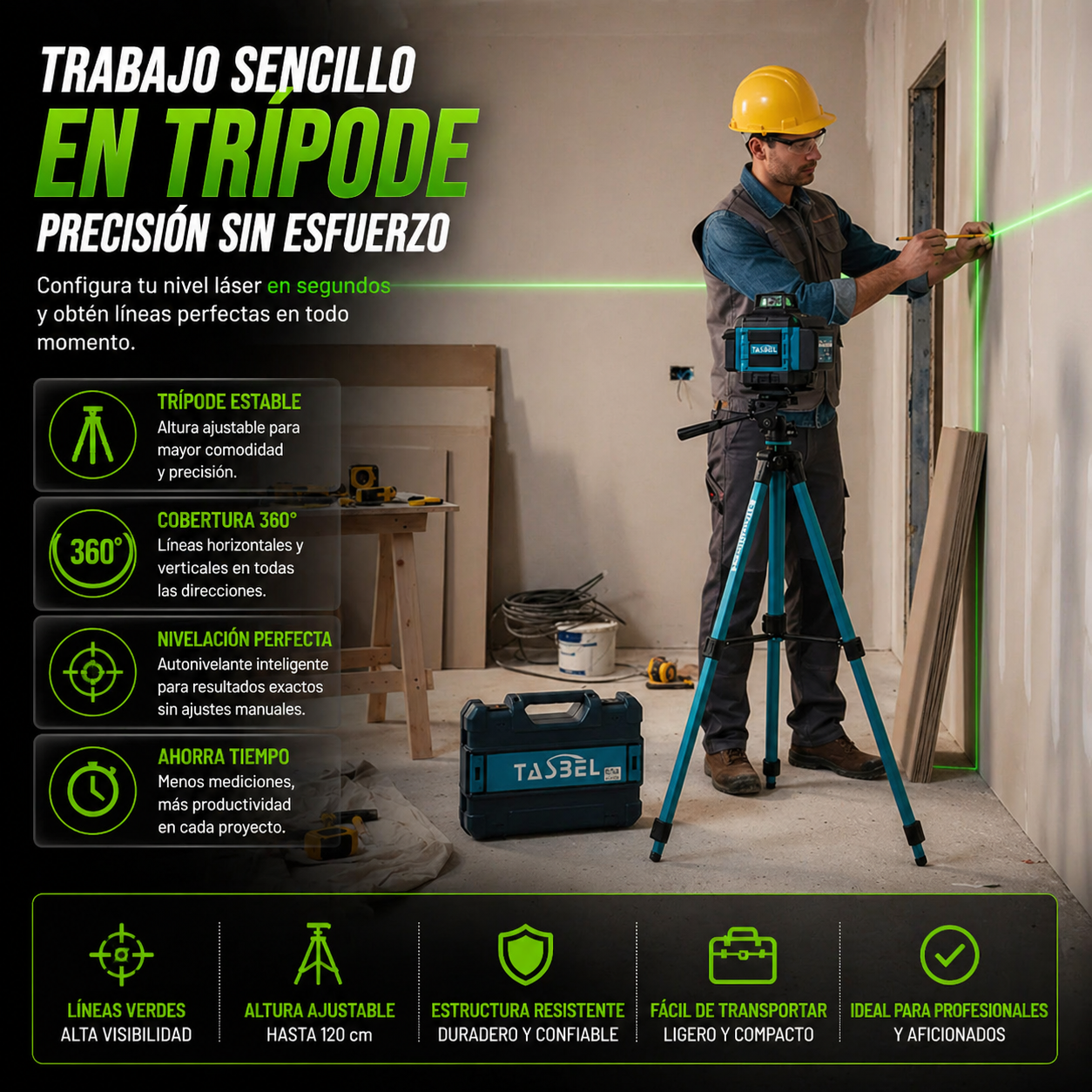 Nivel Laser 16 Lineas Autonivelante TB Con Accesorios